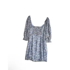 Lush Clothing NEW Mini Dress Womens Sz XL Blue Floral Tie Front Smocked Long Sleeve thumbnail 2