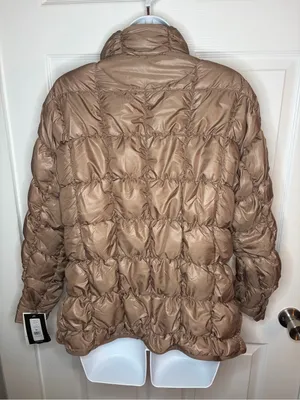 BCBGeneration Zip Quilted Short Puffer Jacket Toffee Brown M NWT thumbnail 5