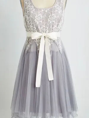 NWT Ryu by Anthropologie Gray/Ivory Lace Bodice Tulle Dress Size Small thumbnail 1