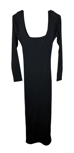 Princess Polly Black Long Sleeve Open Back Twist Maxi Dress‎ US 4 Square Neck thumbnail 1