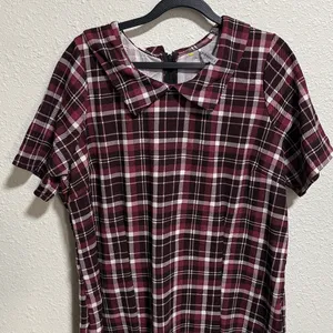 PIPHANY NWT Womens Plaid Peter Pan Collar Short Sleeve Zipper Dress medium‎ thumbnail 4