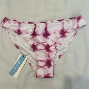 NWT Cupshe size small pink and white tie dye high cut bikini bottoms thumbnail 2