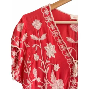 Solitaire Womens Boho Festival Embroidered Cardigan Top Size L Floral Cottage thumbnail 4