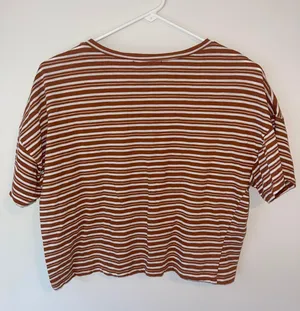Burnt Orange Cropped Striped Tee thumbnail 3