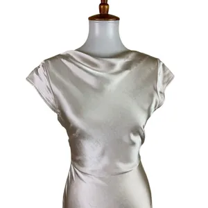 Fortunate‎ One Champagne Satin Midi Dress Cap Sleeve Open Back Slip Dress Small thumbnail 2