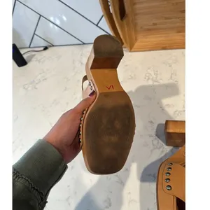 Vince Camuto studded tan nude wood clog leather retro hippie western size 7 5 thumbnail 7
