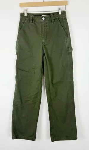Aritzia TNA dark green wide leg baggy cargo pants thumbnail 1