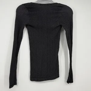 Intimately‎ Free People Black White Micro Print Scoop Neck Long Sleeve Top L/XL thumbnail 2