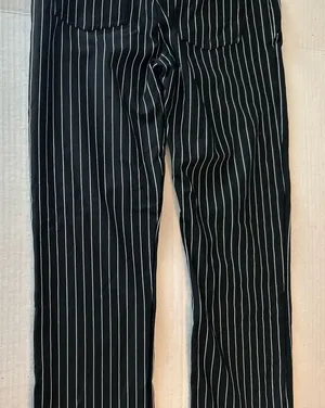 Yogipace Black and White Striped Women's Pants work/yoga pull on straight leg thumbnail 1