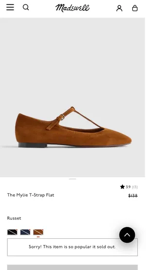 Madewell Mylie T Strap Suede Mary Jane Ballet Flats Coquette Preppy Women 7 thumbnail 4