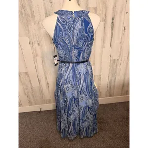 Tommy Hilfiger Blue Paisley Halter Maxi Dress Size 6 thumbnail 4