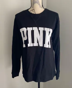 Pink Victoria’s Secret black sweatshirt thumbnail 1