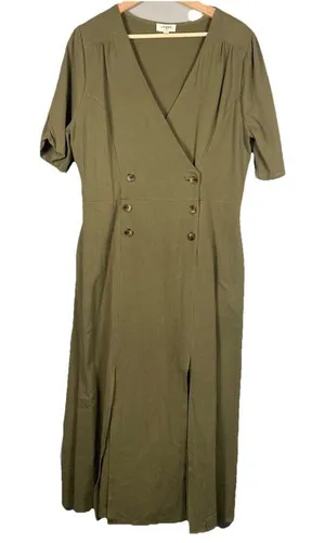 Umgee Cotton‎ Midi Maxi Dress Women's Large Pin Tuck Sleeves Buttons Lagenlook thumbnail 1