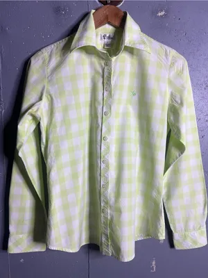 Vintage Lilly Pulitzer Gingham Green Button Up Shirt. Size 6 thumbnail 1