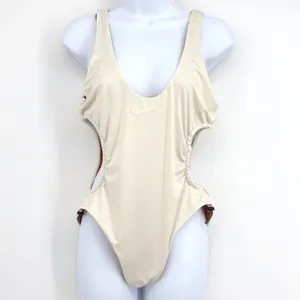 Nike Explore Wild Cutout Swimsuit Womens LG‎ Beige One Piece Beach Vacation thumbnail 3