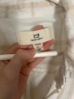Thread & Supply Cream and Beige Plaid Button-Up Shirt thumbnail 2