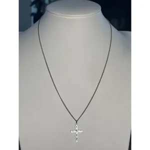 Sterling Silver Cross Necklace With Delicate Chain 18 Inch Length Timeless Relig thumbnail 2
