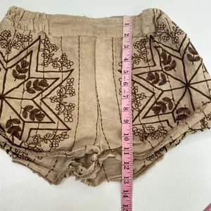 Free People XS Tan Brown Embroidered Boho Cotton Shorts Festival thumbnail 5