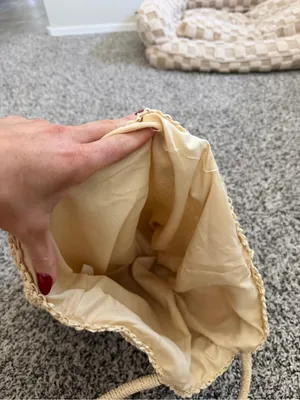Tan woven tote thumbnail 3