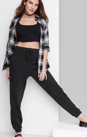 Wild Fable Women's Everyday Drawstring Joggers with Pockets - Black EUC thumbnail 1
