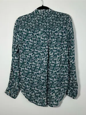 Anthropologie Maeve Tiger Animal Print Button V-Neck Woven Rayon Blouse Size 6 thumbnail 3
