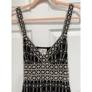 Sundress Boho Max Studio Black Embroidered Cotton V-Neck Size M NWT‎ thumbnail 2