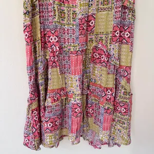 Anthropologie Robin Tiered Ruffle V-Neck Mini Dress Colorful Patchwork Print thumbnail 3