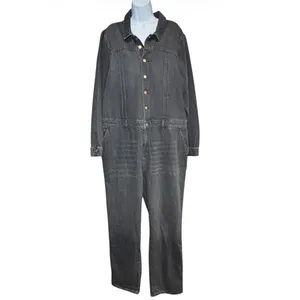 Own. NWT Black Denim Boiler Suit | Snap Front Coverall Jumpsuit | Size 16R thumbnail 3