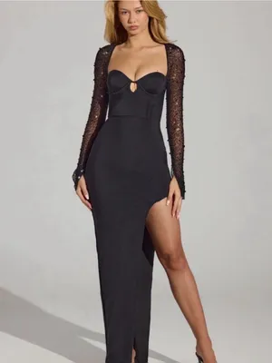 Oh Polly San Marino Maxi Dress in Black thumbnail 3
