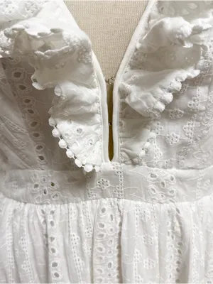 Lulus White Eyelet Halter Ruffle V Neck Ruffle Sicilian Sun Midi Dress New Large thumbnail 3