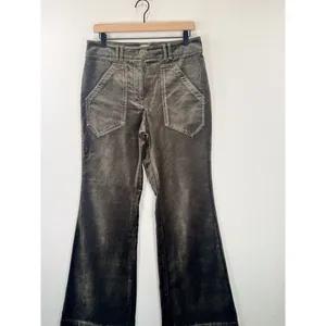 Anthropologie Maeve Womens Pants Gray Velvet Bootcut Stretch High Rise Size 6 thumbnail 5
