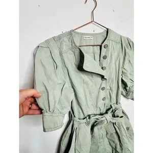 ULLA JOHNSON Sage Green 100% Cotton Short Sleeve Puffed Tied Carmine Romper sz 2 thumbnail 16