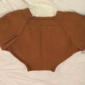 Free People Women's Brown Ribbed Cropped Sweater thumbnail 4