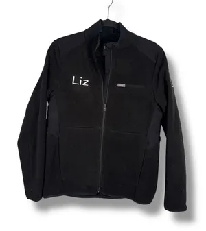 FIGS Black‎ Fleece Jacket with Embroidery Women's Size Medium thumbnail 1