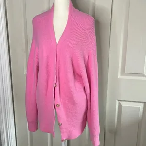 American Eagle Oversized Barbie Pink Super Soft Cardigan Sz S Fits L thumbnail 3