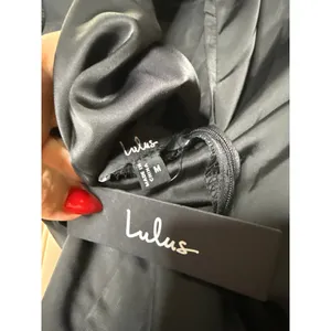 NWT Lulus Classic Elegance Black Satin Sleeveless Mock Neck Mini Dress Size M thumbnail 6