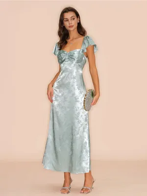 Rihoas Green Sweetheart Neck Floral Maxi Dress thumbnail 4