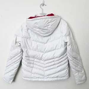 [Spyder] White Winter Puffer Ski Snowboard Jacket Hooded Rainbow Seams Size 4 thumbnail 2