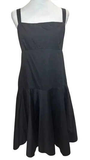 Lauren Ralph Lauren Black‎ Cotton Fit Flare Midi Dress 16 Square Neck Tiered thumbnail 1