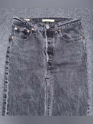 Levis Premium Ribcage Straight Ankle Jeans High Rise Black Denim Sz 27 Stretch thumbnail 3