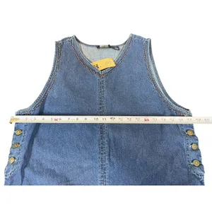VTG 90s M.P.H. Blues Denim Jumper Dress L Embroidered Animals Safari Pockets NWT thumbnail 11