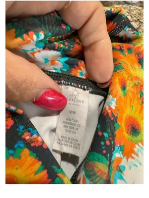 aerie Orange Multicolor Floral Leggings thumbnail 8