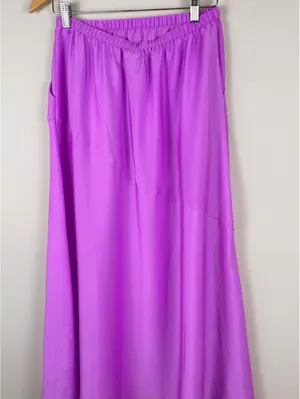 A New Day Purple Satin A-Line Maxi Slip Skirt Size Small Elastic Waist thumbnail 5