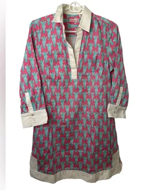 Tizzie Vibrant Pink and Teal Zebra Tunic Dress NWOT thumbnail 1