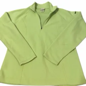 L.L. Bean Lime Green quarter-zip fleece pullover Sweater M Gorpcore Cabincore thumbnail 1
