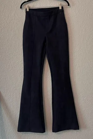 SPANX Pants Womens Sz SMALL Faux Suede Flare Bootcut DARK BLUE #78 thumbnail 11