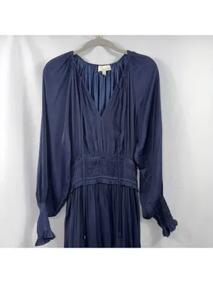 Pinch Navy Blue Smocked Waist Maxi Dress L thumbnail 2