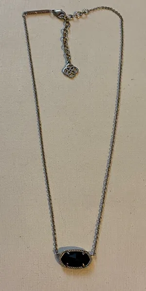 Kendra Scott Elisa Black Opaque Pendant necklace Silver Tone thumbnail 1