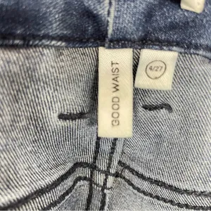 Good American Good Waist High Rise Skinny Jeans Womens 4 Raw Hem Blue Denim thumbnail 9