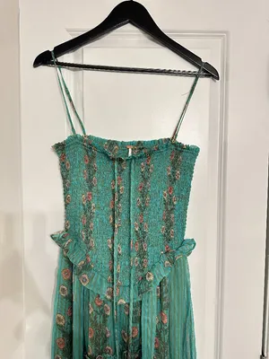 FREE PEOPLE Alejandra Smocked Bodice Tiered Sundress in Green Size Small thumbnail 5